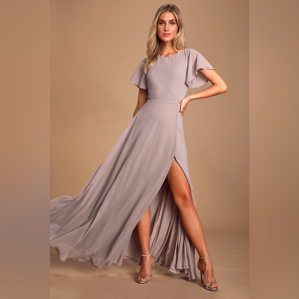 NWT Lulus Garden Bliss Dusty Lavender Cutout Maxi Dress